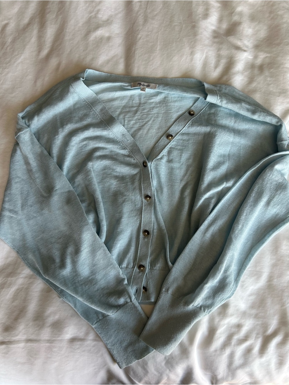 Madewell Light Blue V-Neck Button-Front Cardigan